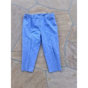 Talbots Womens Perfect Crop Pants Size 20W Chambray Blue Ankle Button CB